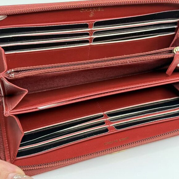 Chanel Dark Red Boy Wallet with Box Quilted Design & Gold Hardware - Picture 9 of 9